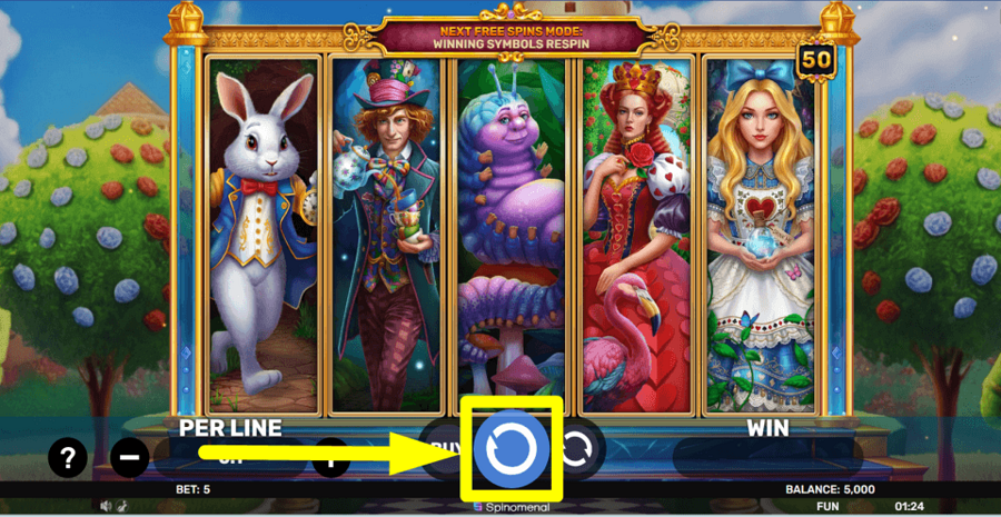 Story Of Alice 2 Spin Button