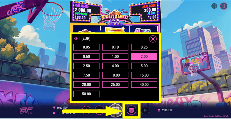 Street Basket 3x3 Dice Bet Value
