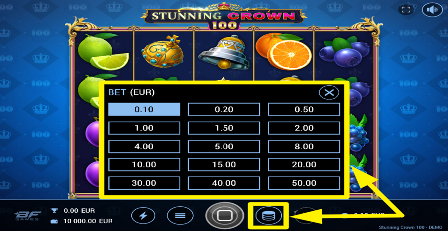 Stunning Crown 100 Adjust Bet