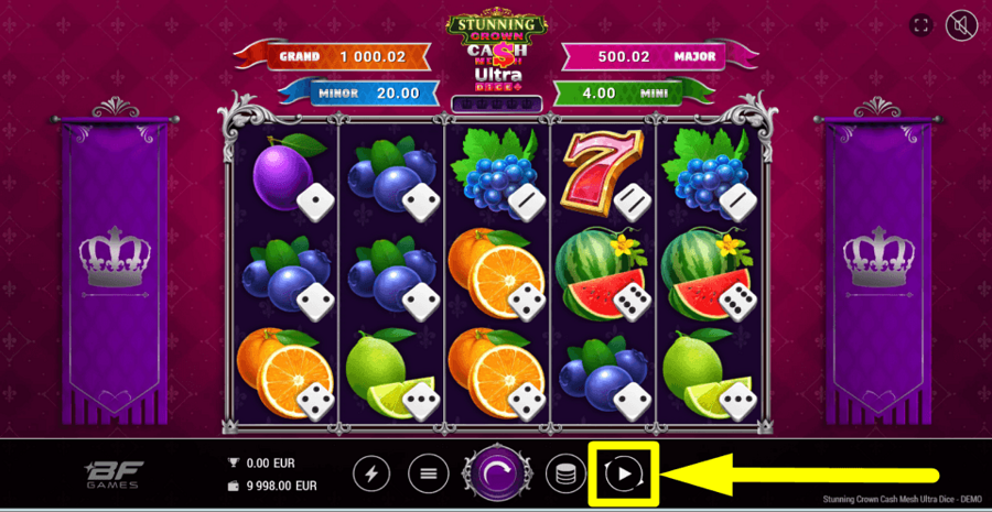 Stunning Crown Cash Mesh Ultra Dice Autoplay Feature