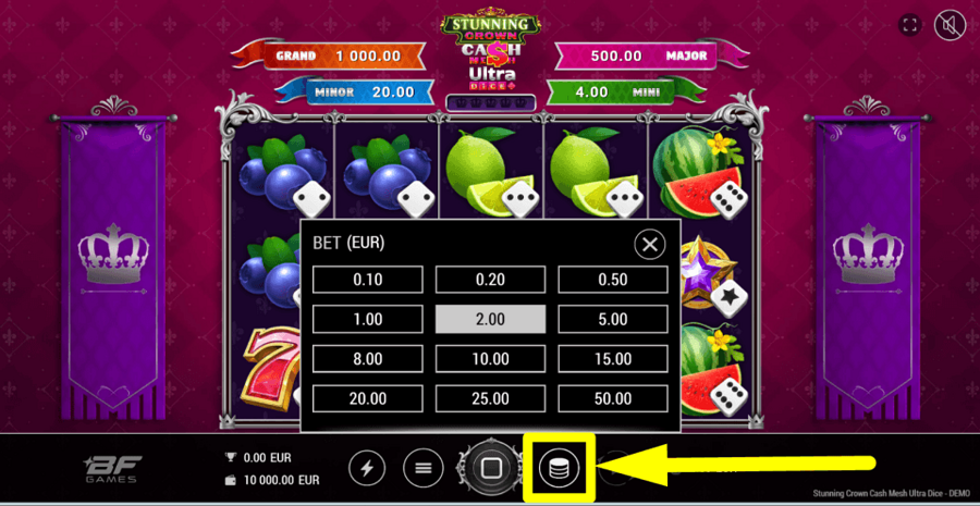 Stunning Crown Cash Mesh Ultra Dice Bet Value