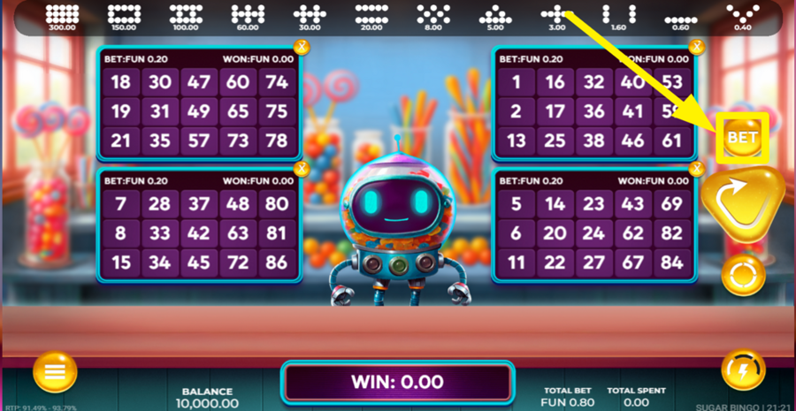 Sugar Bingo Adjust Bet