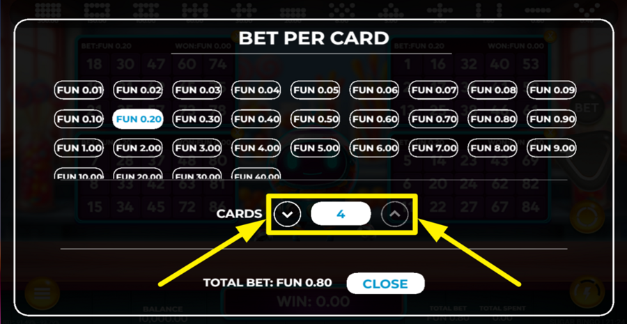 Sugar Bingo Adjust Card Number