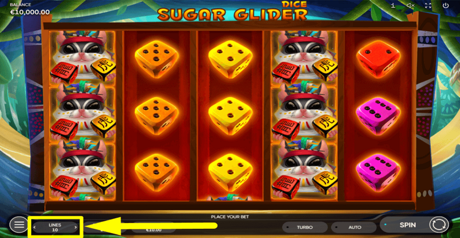 Sugar Glider Dice Adjustable Paylines
