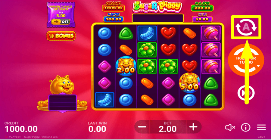 Sugar Piggy Hold And Win 6x5 Autoplay Feature