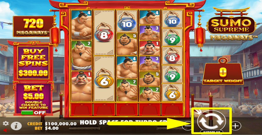 Sumo Supreme Megaways Spin Button