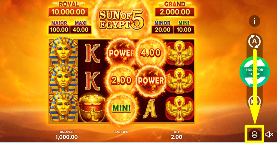 Sun Of Egypt 5 Hold And Win Bet Value