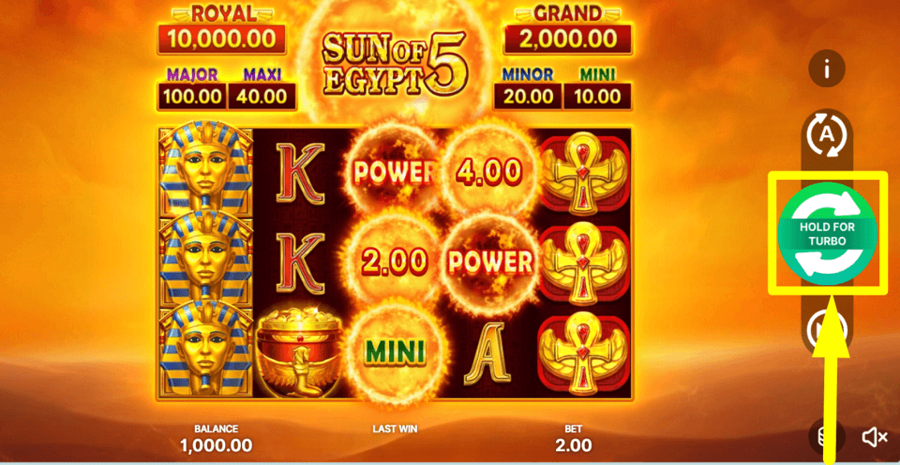 Sun Of Egypt 5 Hold And Win Spin Button