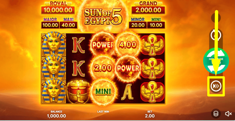 Sun Of Egypt 5 Hold And Win Turbo Feature