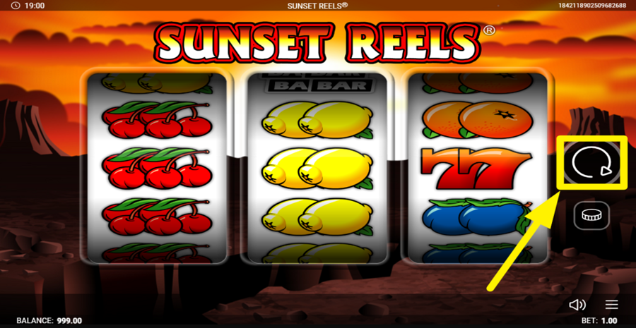 Sunset Reels Spin Button