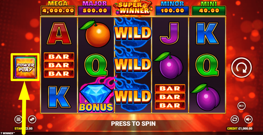 Super 7 Winner Power Play Feature