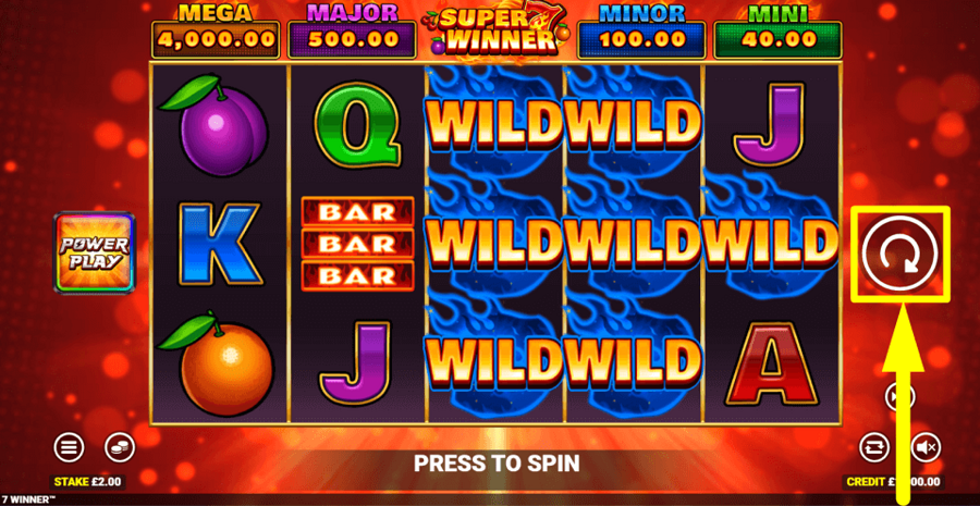 Super 7 Winner Spin Button