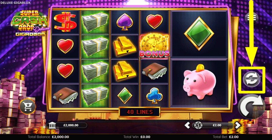 Super Cash Drop Deluxe Gigablox Autoplay Feature