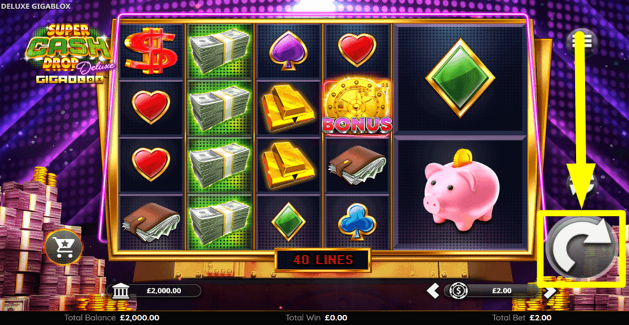 Super Cash Drop Deluxe Gigablox Spin Button