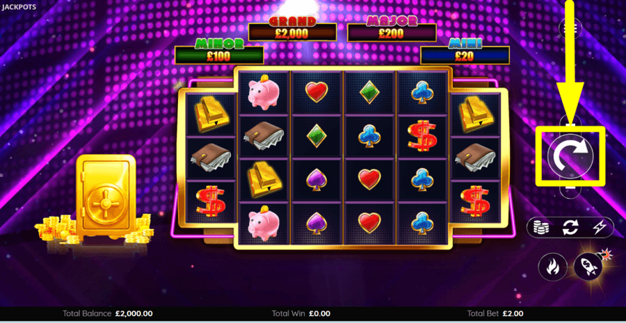 Super Cash Drop Jackpots Spin Button