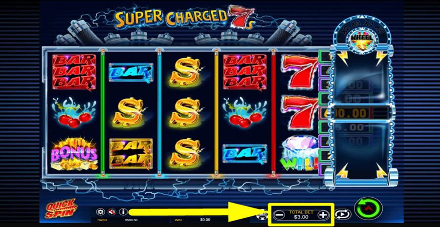 Super Charged 7s Bet Value