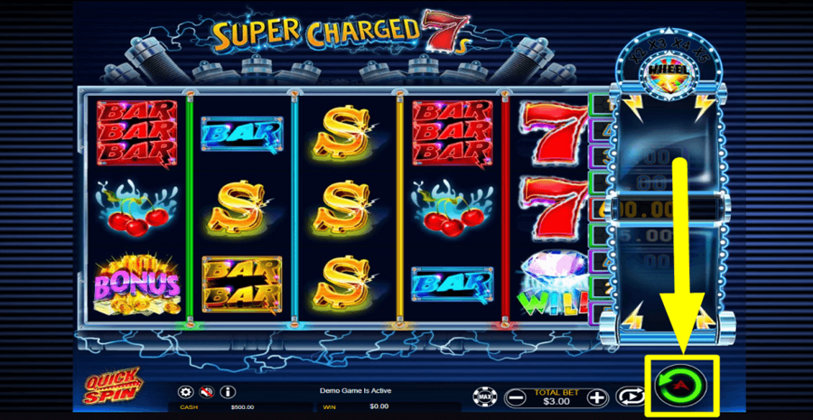 Super Charged 7s Spin Button