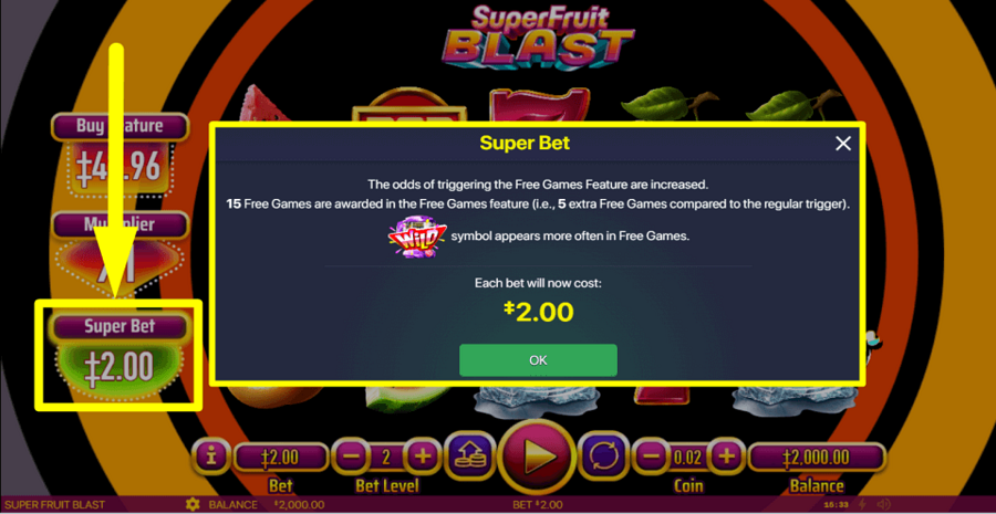 Super Fruit Blast Super Bet Feature