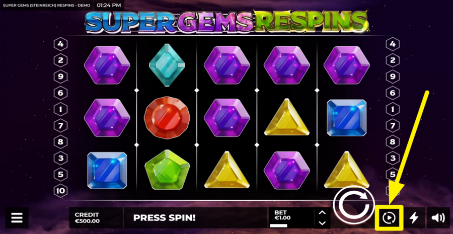 Super Gems Respins Autoplay