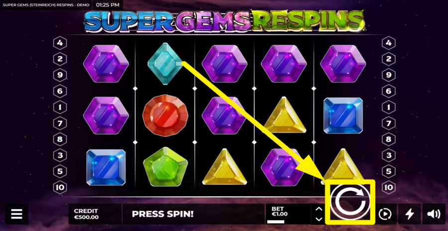 Super Gems Respins Spin