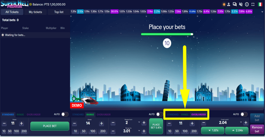 Super Heli Premium Bet Type