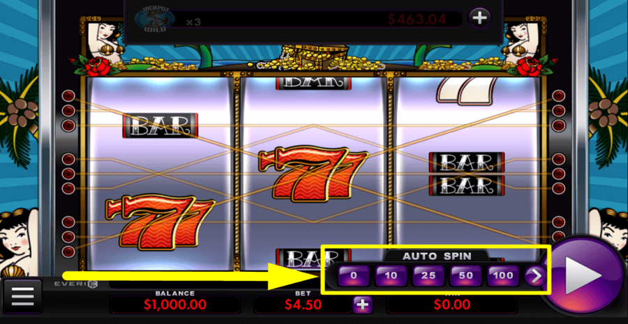 Super Jackpot Seven Seas Auto Spin Feature