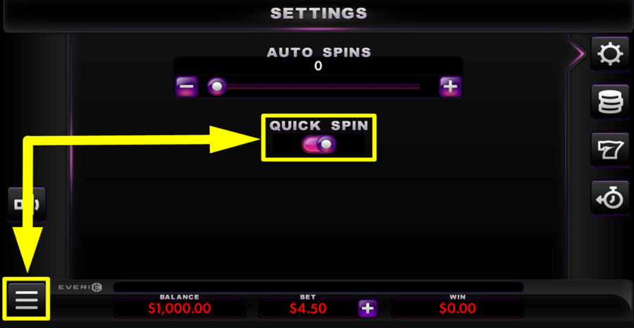 Super Jackpot Seven Seas Quick Spin Feature