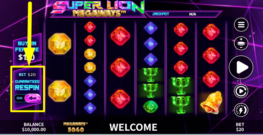Super Lion Megaways Guaranteed Respin Feature