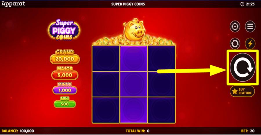 Super Piggy Coins Spin Button