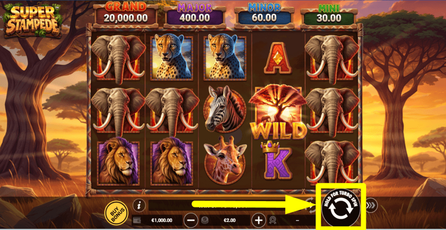 Super Stampede Spin Button