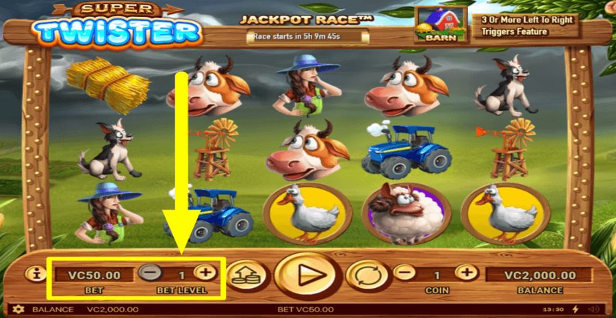 Super Twister Bet Level