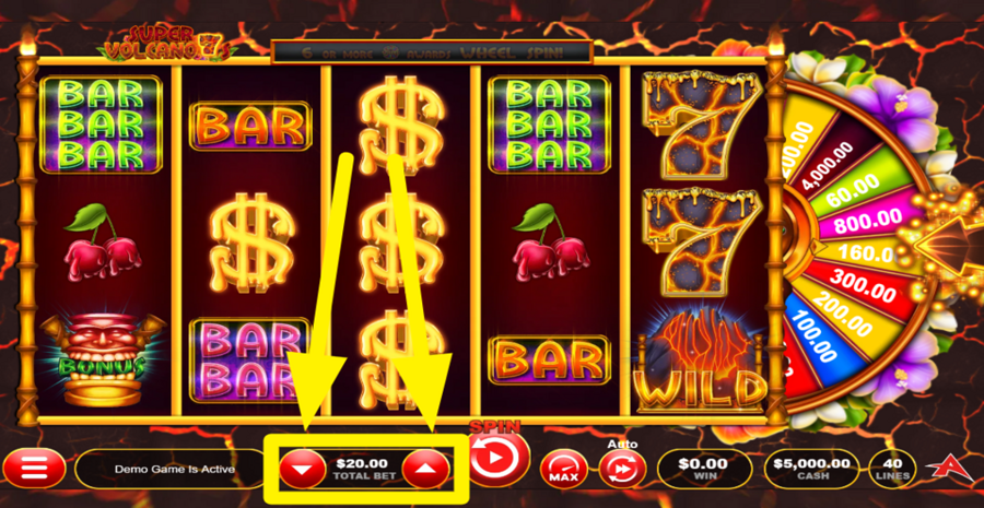 Super Volcano 7s Quick Spin Adjust Bet