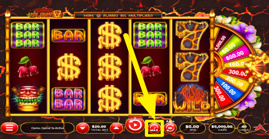 Super Volcano 7s Quick Spin Max Bet