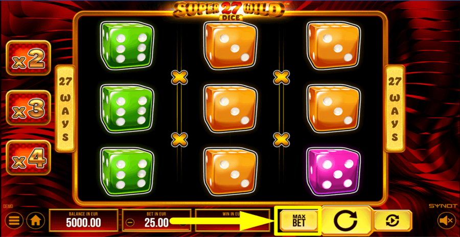Super Wild 27 Dice Max Bet Button