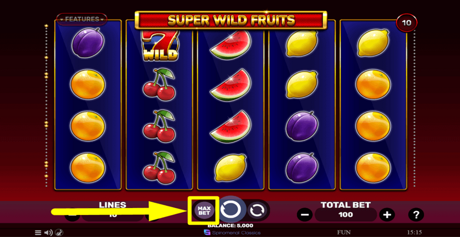 Super Wild Fruits Max Bet Button