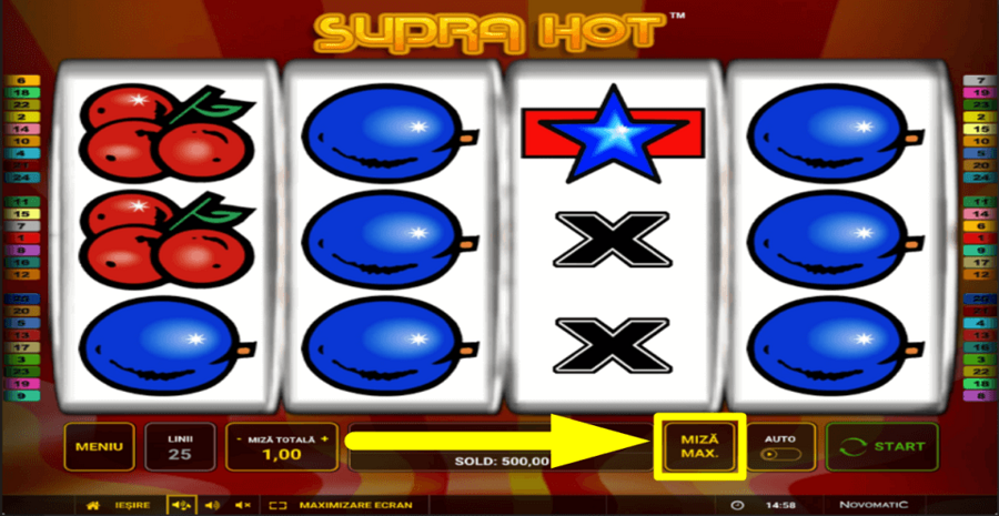 Supra Hot Max Bet Button