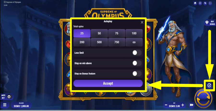 Supreme Of Olympus Autoplay Feature