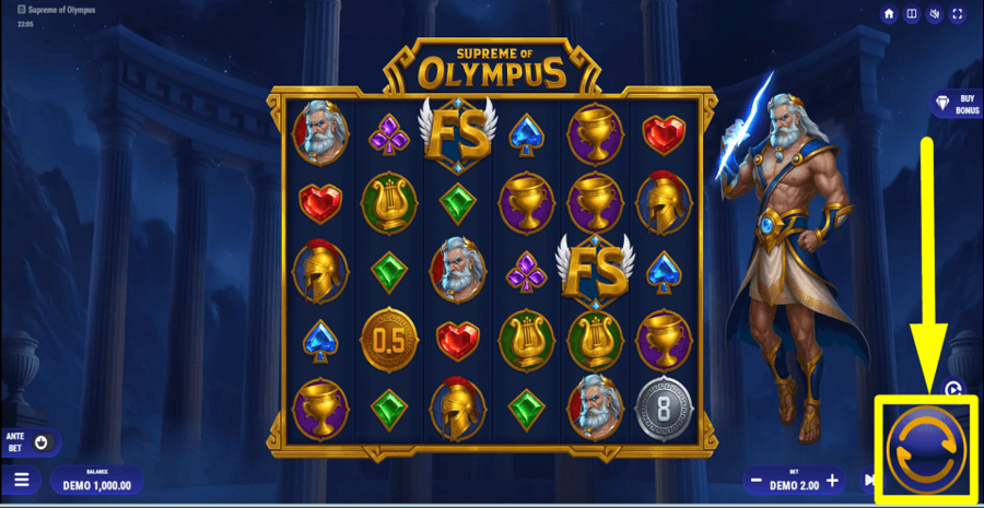 Supreme Of Olympus Spin Button