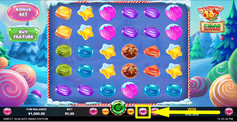 Sweet 16 Blast Christmas Edition Max Bet Button