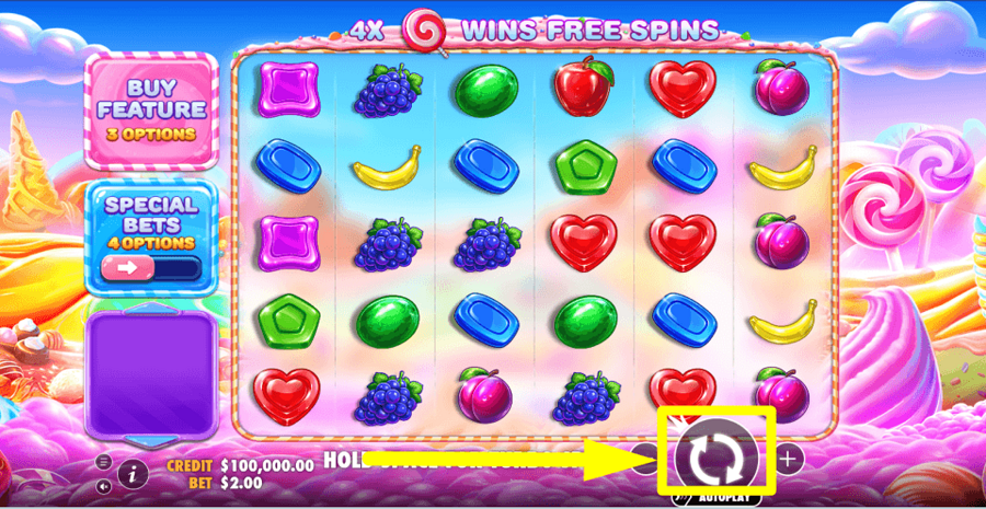 Sweet Bonanza 2500 Spin Button