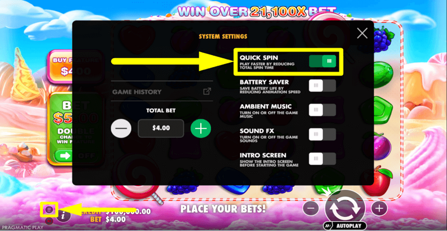 Sweet Bonanza Quick Spin Feature