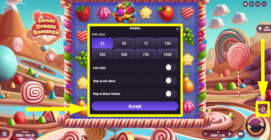 Sweet Dream Bonanza Autoplay Feature