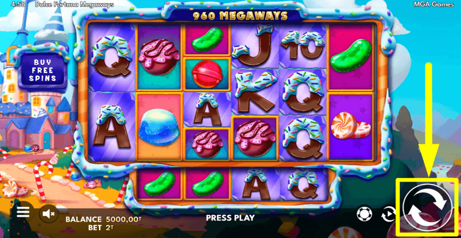 Sweet Fortune Megaways Spin Button