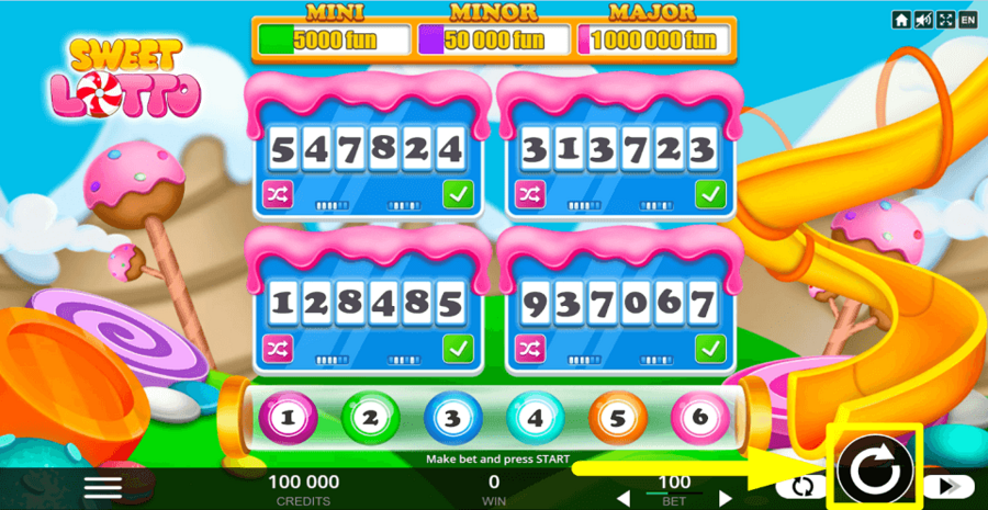 Sweet Lotto Spin Button
