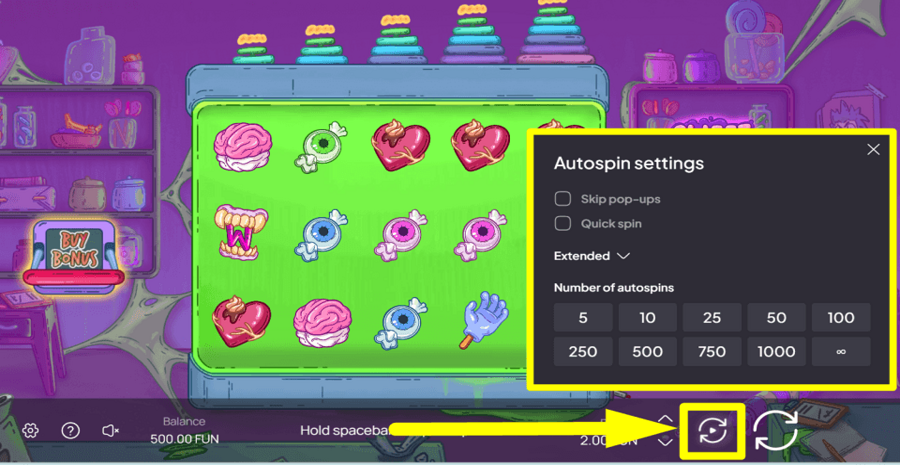 Sweet Monster Autoplay Feature