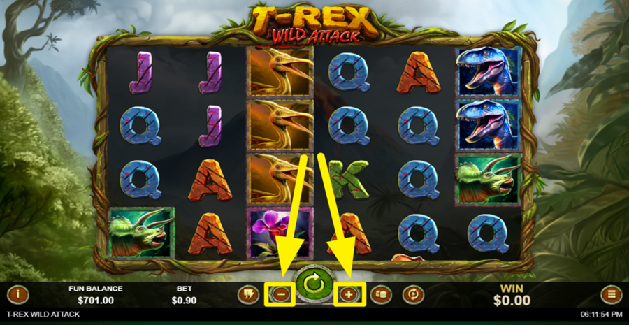T Rex Wild Attack Adjust Bet