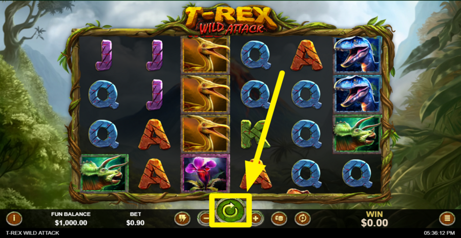 T Rex Wild Attack Spin Button