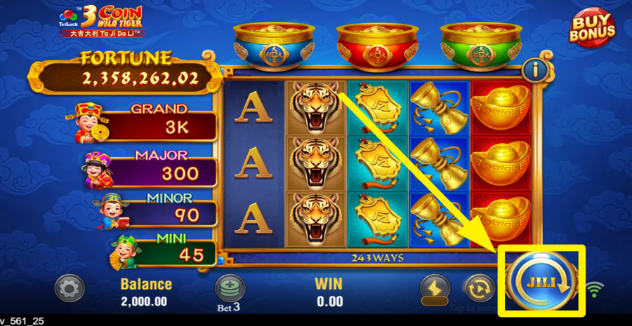 Tada Gaming 3 Coin Wild Tiger Spin