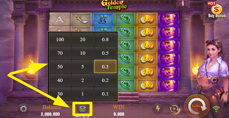 Tada Gaming Golden Temple Adjust Bet