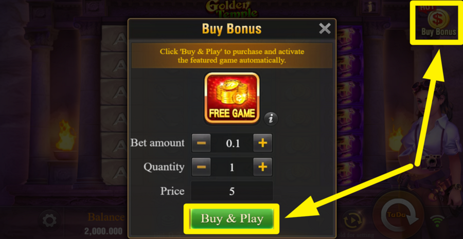 Tada Gaming Golden Temple Buy Bonus